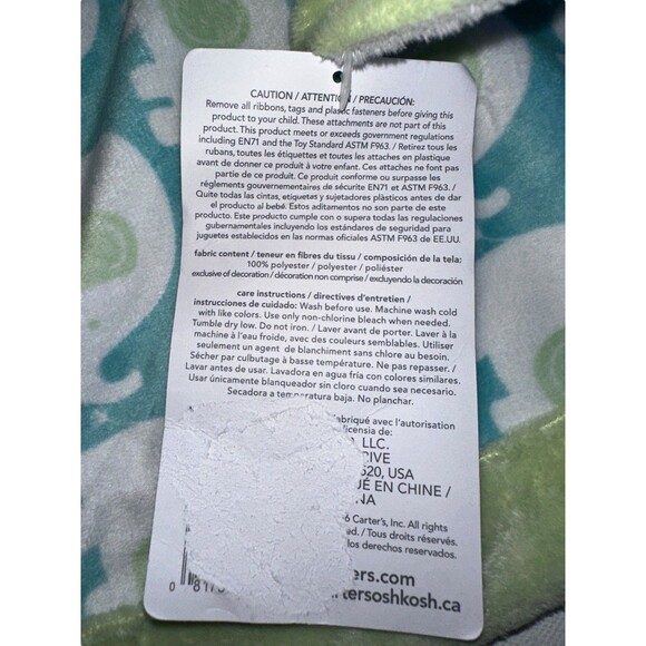 Carters Baby Elephant Lovey Security Blanket Green Blue Plush Comfort Toy - Picture 7 of 15